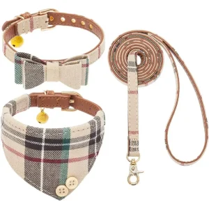 Dog Collar and Leash Set/plaid