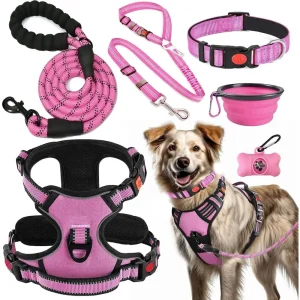 Pull Dog Harness, Collar & Leash Set